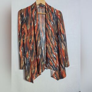 Multicolor Abstract Open Front Cardigan By R&K Originals Sz 14W